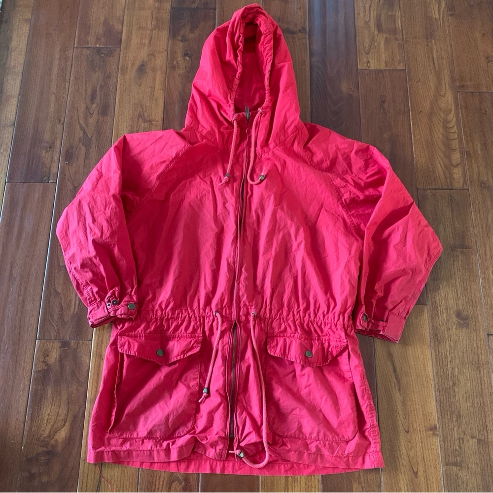 Vintage RED Women's Cotton Hooded Anarak Jacket Size L ASR Nordstrom Windbreaker